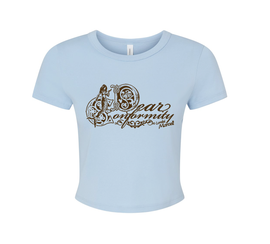 "Dear Conformity" Cap Sleeve Baby Rib Crop Top (Baby Blue)